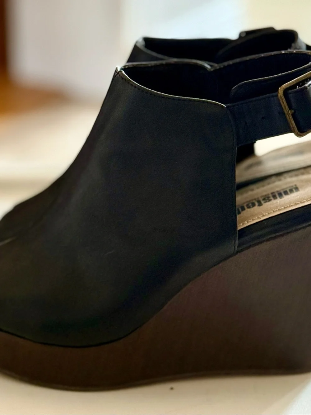Unlisted Black Open-Toe Platform Ankle-Heels - Picture 4 of 8